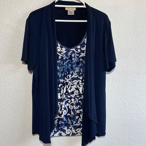 Front of Closet short sleeve open front cardigan with built in cami, 2X